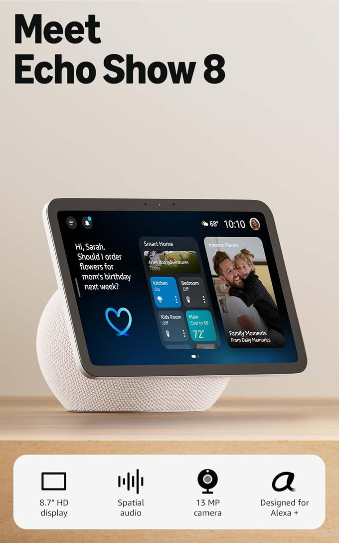 Amazon Echo Show 8 (newest model), Vibrant HD 8.7" display with spatial audio, Designed for Alexa+, Graphite