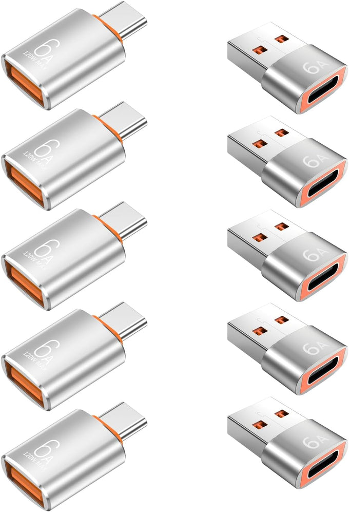 10-Pack 10Gbps/120W USB C to USB Adapter & C Male to 3.1 Female Adapter