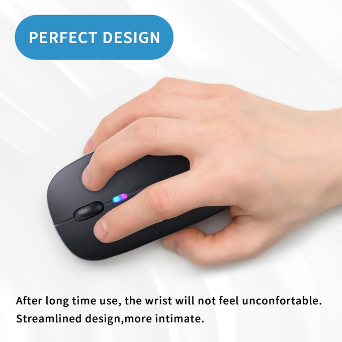 Afaartcci Rechargeable Wireless Mouse, Silent Bluetooth Mouse (Black)