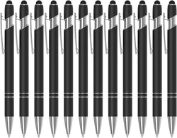 Actsun 12 Pack Black Stylus Pens, 2-in-1 Ballpoint Pen with Metal Stylus Tip for Touch Screens, 1.0 mm Black Ink Smooth Writing Pens for Office, School, Gift (12 PCS, Black)