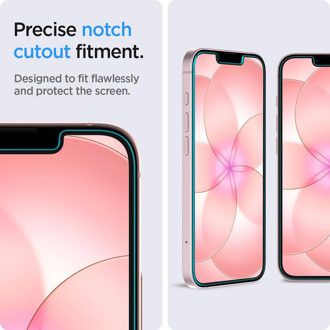 Spigen GlasTR EZ FIT Screen Protector for iPhone 17e, 16e, 14, 13 Pro, 13