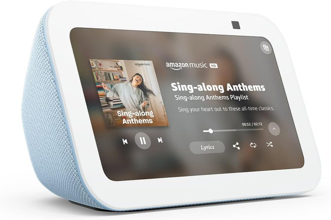 Amazon Echo Show 5 (newest model), Smart display, Designed for Alexa+, 2x the bass and clearer sound, Cloud Blue