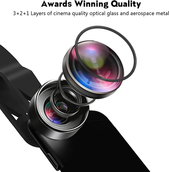 KEYWING 3in1 Phone Camera Lens Kit Fisheye+Wide Angle+Macro Lens for iPhone