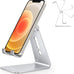 OMOTON C2 Adjustable Aluminum Cell Phone Stand with Charging Cutout, Silver