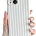 Skyseaco for iPhone 14 Case Cute Aesthetic Striped Phone Case for Women Girl Trendy Soft TPU Slim Shockproof Full Camera Protection Cover, Blue and White