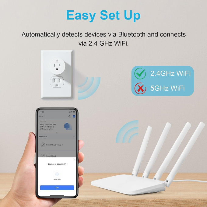 EIGHTREE Smart Plug WiFi Outlet Works with Alexa & Google Home, 15A, 4-Pack