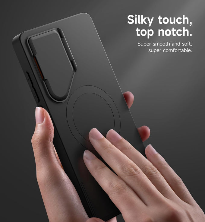 SURITCH for Samsung Galaxy S26 Ultra Phone Case, Magnetic Protective Cover with Camera Cover & Adjustable Metal Kickstand for Galaxy S26 Ultra -Black