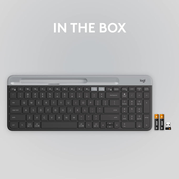 Logitech K585 Slim Wireless Keyboard with Built-in Phone Cradle - Graphite