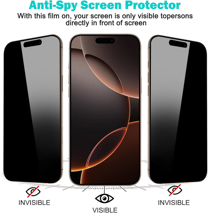 PEHAEL for iPhone 16 Pro Max Privacy Screen Protector+Camera Lens Protector