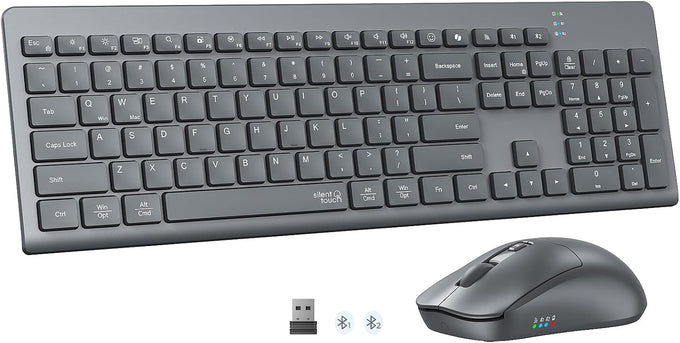 MEETION Wireless Keyboard and Mouse Combo, Full-Size with Wrist Rest, Pink