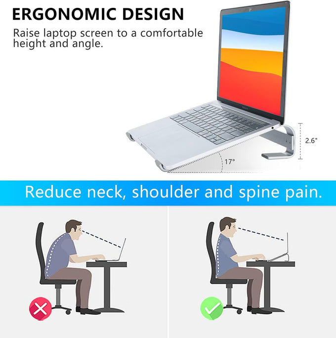 Laptop Stand for Desk, Ventilated Aluminum Laptop Riser, Silver