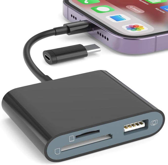 SZHAIYIJIN SD Card Reader for iPhone, Memory Card Reader with USB Camera Adapter Plug and Play Trail Game Camera Viewer Supports SD and TF Card MicroSD Card Adapter for iPad No App Required