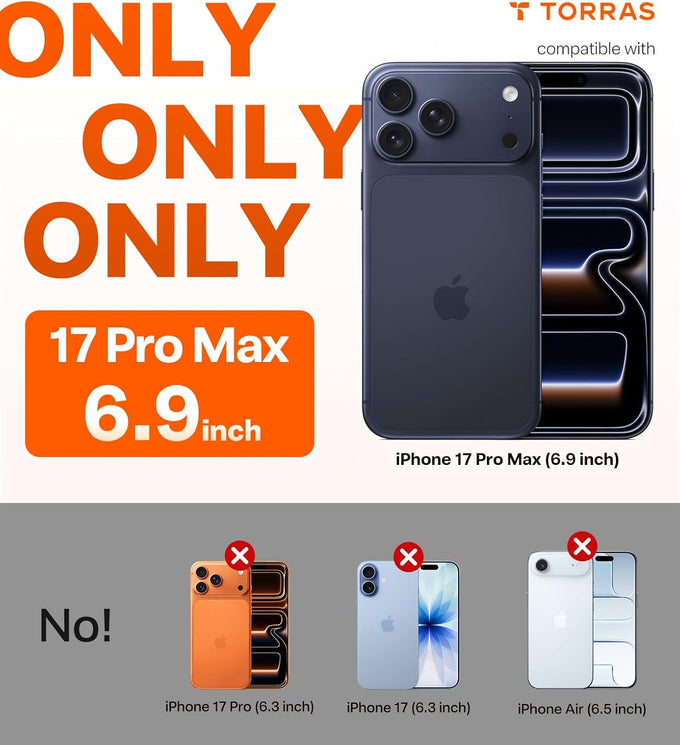 TORRAS for iPhone 17 Pro Max Case Crystal Clear, Anti-Yellowing, Clear 6.9"