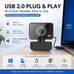 1080P HD USB Webcam Built-in Mic Auto Light Adjustment PC Camera for Video Conference Streaming Zoom Teams Switch 2