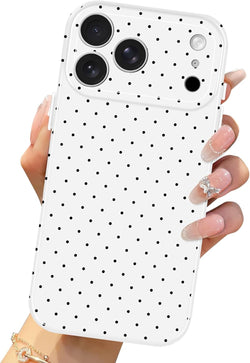 For iPhone 18 Pro Case / iPhone 17 Pro Case Cute Polka Dot Cover, White
