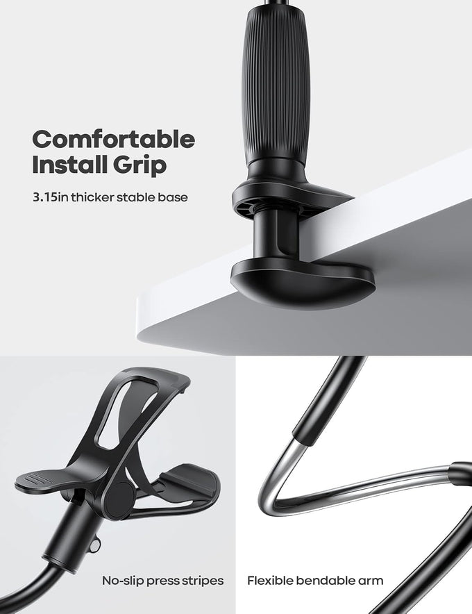 Lamicall Gooseneck Phone Holder for Bed, Stable Flexible Arm Stand for Desk