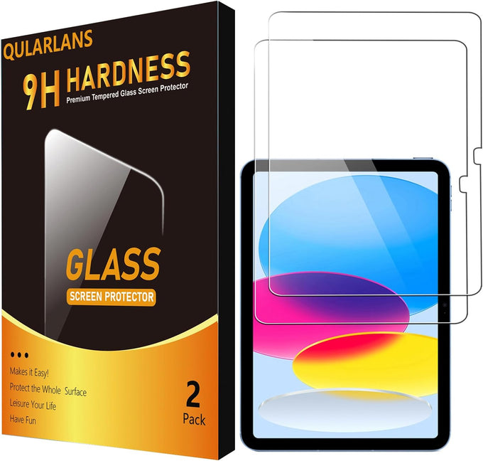 Qularlans Screen Protector for iPad 9.7 (6th/5th Gen), iPad Air 1/2, iPad Pro 9.7, 2-Pack Tempered Glass, 9H Hardness, Anti-Fingerprint, Apple Pencil & Case Friendly
