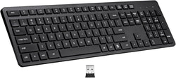 USB Silent Wireless Keyboard for Laptop Computer Full Size Number Pad Black
