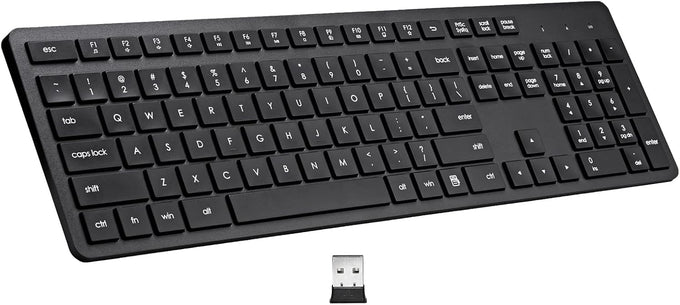 USB Silent Wireless Keyboard for Laptop Computer Full Size Number Pad Black