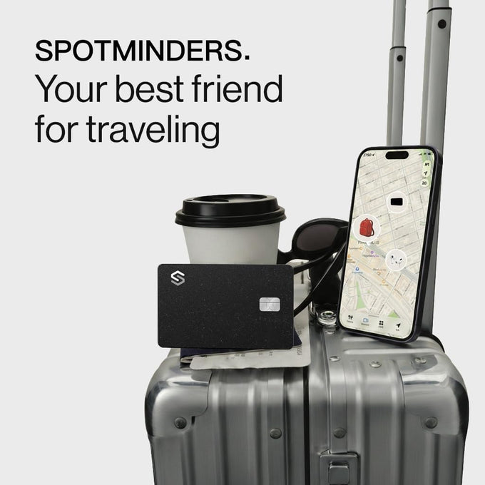 SPOTMINDERS Apple MFi Certified Wallet Tracker PRO Works with Apple Find My IP68 Rechargeable Tracking Card for Wallet Luggage Passport 0.07in Slim Credit Card Design Item Finder