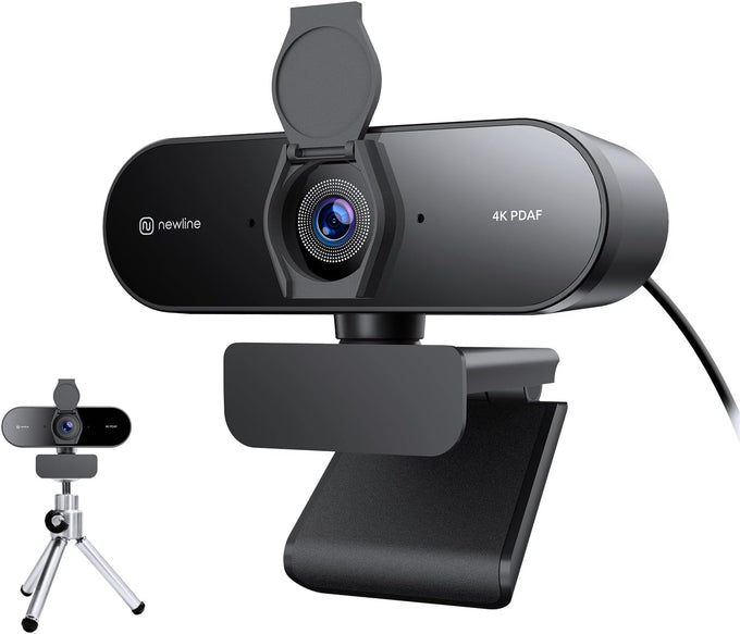 N newline 4K Webcam for PC with PDAF Autofocus, Privacy Cover, Dual Microphones, 4K@30FPS & 1080P@60FPS, Auto Light Correction, Plug & Play USB Camera for Laptop, Mac & Desktop, Streaming