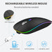 Uiosmuph LED Wireless Mouse, G12 Slim Rechargeable Silent Mouse Matte Black