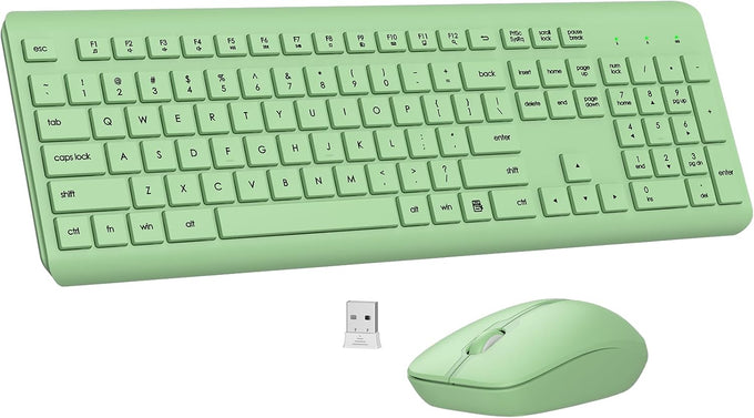 Wireless Keyboard and Mouse Combo, Full Size Silent Ergonomic Keyboard and Mouse, Long Battery Life, Optical Mouse, 2.4G Lag-Free Cordless Mice Keyboard for Computer, Mac, Laptop, PC, Windows