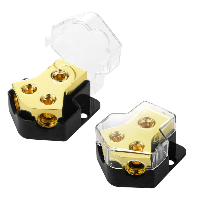 2 Way Power Distribution Block,2 PCS 12v Distribution Block 0/2/4 Specification Input 4/8/10 Specification Output Amplifier Ground Distributor, Suitable for Power Distribution Block Car Audio