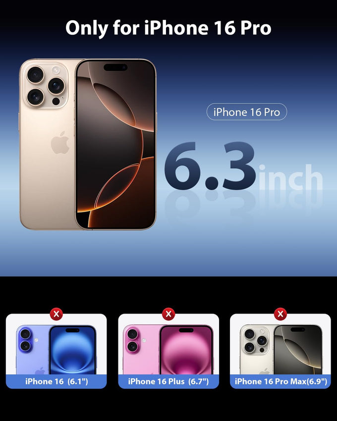 Mkeke Screen Protector for iPhone 16 Pro, 3 Pack 9H+ Tempered Glass
