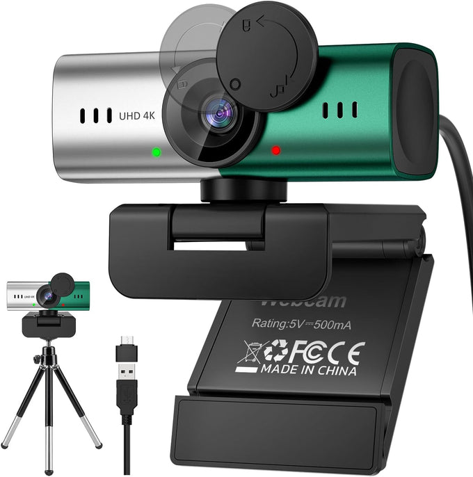 4K Webcam for PC with Light, PDAF Autofocus and Mic for PC Streaming
