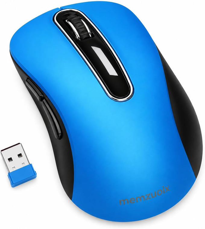 memzuoix 2.4G Wireless Mouse, 1400 DPI Mobile Optical Cordless Mouse with USB Receiver, Portable Computer Mice for Laptop, PC, Desktop, MacBook, 5 Buttons, Red