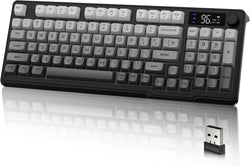 LexonElec M96 Wireless Keyboard, Low Profile Quiet Typing Membrane Gaming Keyboard with Smart Display & Knob, RGB Backlit, USB C Rechargeable, 94 Keys PBT Keycap for Windows PC,Mac,Linux-Moonlit Night