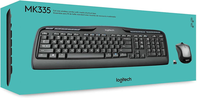 Logitech MK335 Full Size Quiet Wireless Keyboard Mouse Combo - Black/Silver