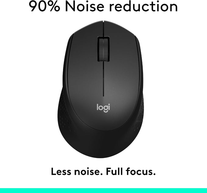 Logitech M330 Silent Plus Full Size 2.4 GHz Wireless Mouse - Black