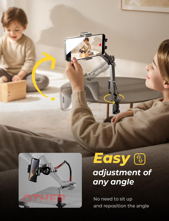 LISEN Cell Phone Holder for Bed Desk, Overhead Phone Mount iPhone Recording