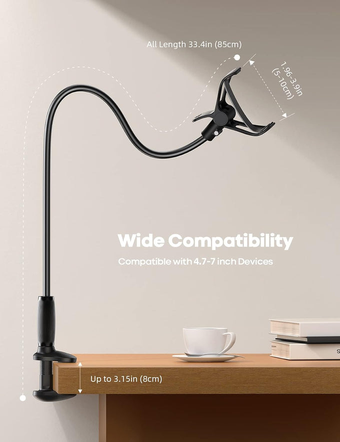 Lamicall Gooseneck Phone Holder for Bed, Stable Flexible Arm Stand for Desk
