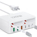 2026 Latest USB C Charger Block, 8 in 1 GaN Retractable Charger Station Hub with Lightening & Type C Cable, 120W Travel Essential Multi USB C Power Strip Plug for iPhone 17 16 15 Pro Max iPad Galaxy