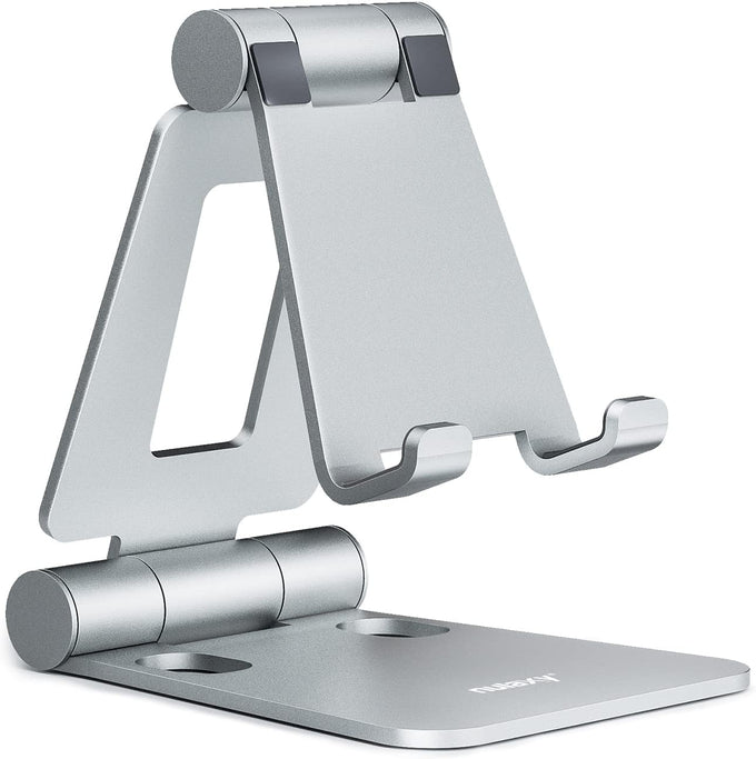 Nulaxy Full Aluminum Dual Folding Cell Phone Stand for Desk, Black