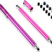 (2 Pcs) [New Upgraded][0.18-inch Small Tip Series] 2-in-1 Stylus/Styli 5.5-inch L with 10 Replacement Rubber Tips -Purple/Pink
