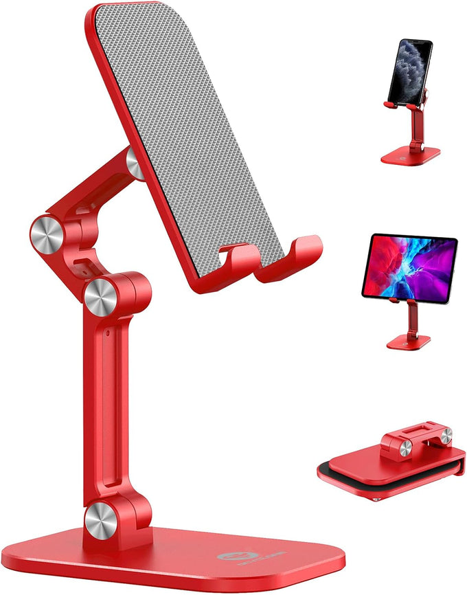 OCYCLONE Phone Stand for Desk, Foldable Cell Phone Stand Holder, Black
