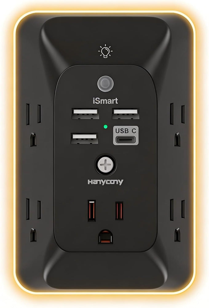 Outlet Extender with Night Light, Multi Plug Wall Outlet, Surge Protector