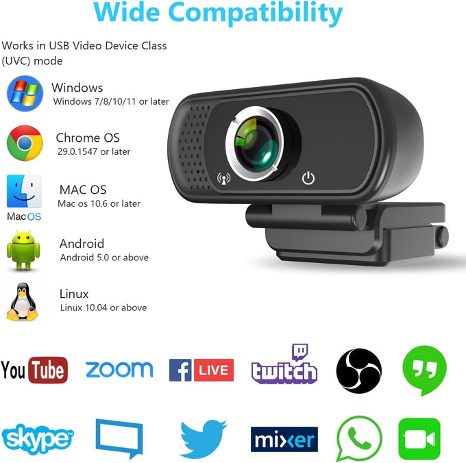XPCAM HD 1080p Webcam with Microphone,USB Web Camera for Computer PC Laptop