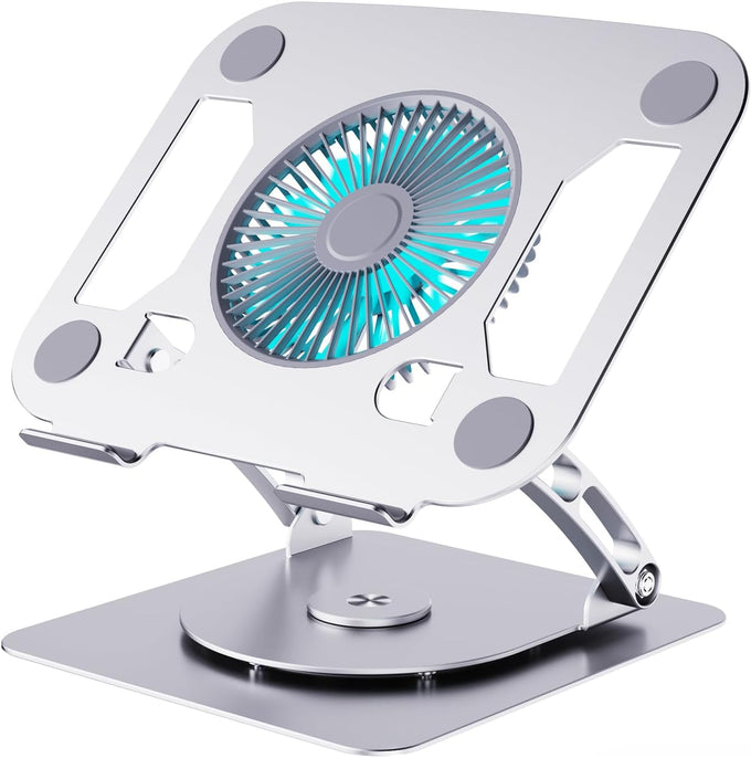 SHUWEI Laptop Stand with Fan, Height/Angle Adj fits 16" Laptop, Black