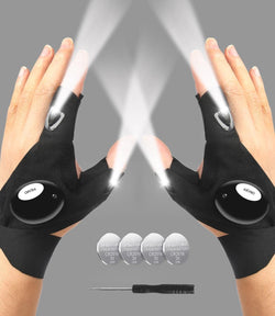 MOIPEJO LED Flashlight Gloves, Gifts for Men Dad Him Boyfriend Husband, Cool Gadget Hands-Free Finger Lights for Camping Fishing Repairing, Fathers Day Christmas Birthday Gift-Black