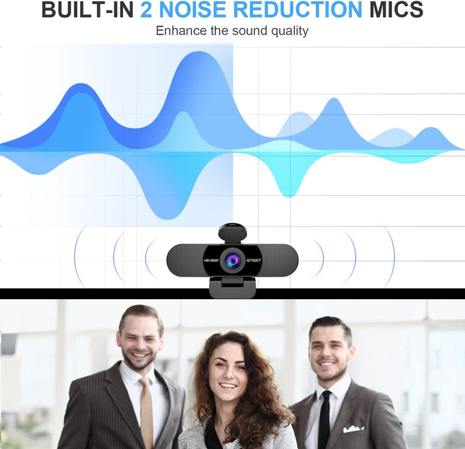 EMEET 1080P Webcam with Microphone, C960 Web Camera 2 Mics Streaming Webcam