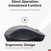 Lenovo WL310 Bluetooth Silent Mouse, Ergonomic, Adjustable DPI, Silent Clicks, Bluetooth 5.0, Portable for Windows, Mac, and Chromebook, Grey