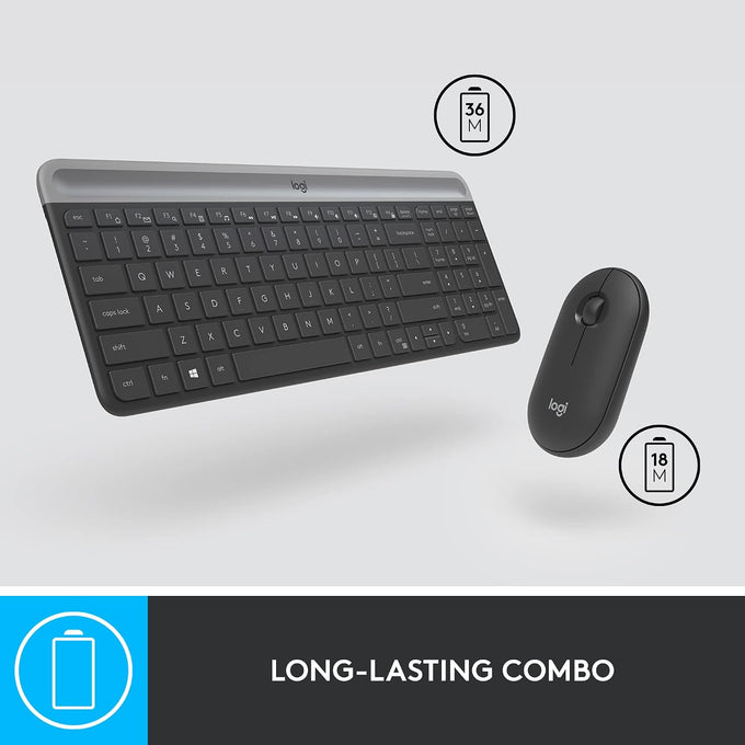 Logitech MK470 Slim Wireless Combo Compact Keyboard and Mouse - Graphite
