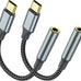 2 Pack USB C to 3.5mm Audio Adapter, USB C to Aux Female Dongle Cable Cord
