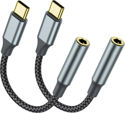 2 Pack USB C to 3.5mm Audio Adapter, USB C to Aux Female Dongle Cable Cord