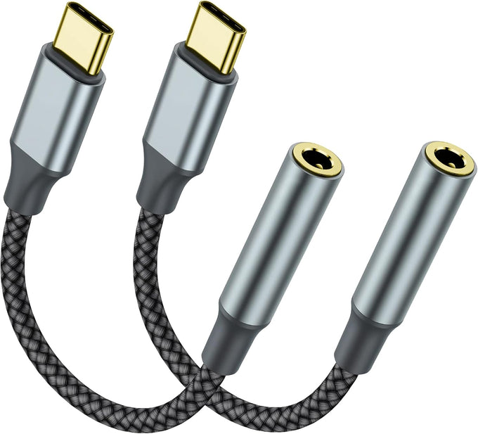 2 Pack USB C to 3.5mm Audio Adapter, USB C to Aux Female Dongle Cable Cord
